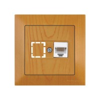 Розетка компьютерная 1xRJ45 (Cat5e, скрытая) дуб, DARIA, MUTLUSAN