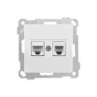 Розетка телефонная + компьютерная (RJ12+Cat5e, скрытая, без рамки) белая, DARIA, MUTLUSAN Розетка телефонная + компьютерная (RJ12+Cat5e, скрытая, без рамки) белая, DARIA, MUTLUSAN