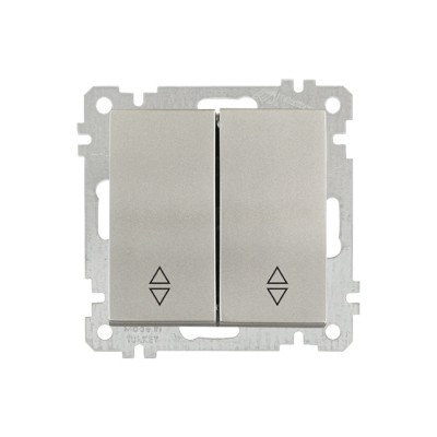 Выключатель проходной 2-клав. (скрытый, без рамки, винт. зажим) титан, DARIA, MUTLUSAN