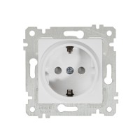 Розетка 1-ая (скрытая, без рамки, с/з, шторки) белая, RITA, MUTLUSAN