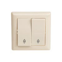 Выключатель проходной 2-клав. (скрытый, винт. зажим) кремовый, DARIA, MUTLUSAN