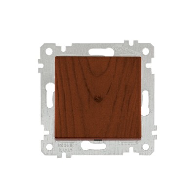 Выключатель 1-клав. (скрытый, без рамки, пруж. зажим) орех, RITA, MUTLUSAN