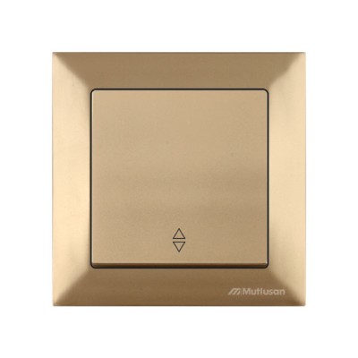 Выключатель проходной 1-клав. (скрытый, пруж. зажим) зололото, DARIA, MUTLUSAN
