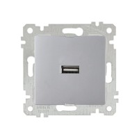Розетка 1-ая USB (скрытая, без рамки) серебро, RITA, MUTLUSAN Розетка 1-ая USB (скрытая, без рамки) серебро, RITA, MUTLUSAN
