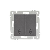 Выключатель проходной 2-клав. (скрытый, без рамки, винт. зажим) дымчатый, RITA, MUTLUSAN