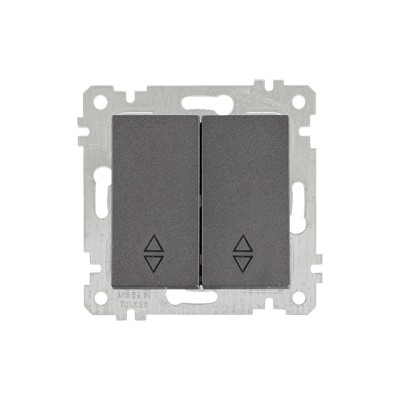 Выключатель проходной 2-клав. (скрытый, без рамки, винт. зажим) дымчатый, RITA, MUTLUSAN