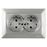 Розетка 2-ая (скрытая, с/з) титан, DARIA, MUTLUSAN