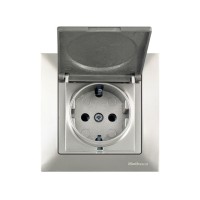 Розетка 1-ая (скрытая, с/з, с крышкой) титан, DARIA, MUTLUSAN Розетка 1-ая (скрытая, с/з, с крышкой) титан, DARIA, MUTLUSAN