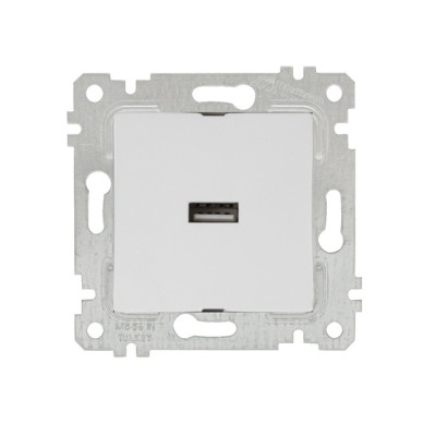Розетка 1-ая USB (скрытая, без рамки) белая, RITA, MUTLUSAN