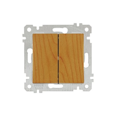 Выключатель 2-клав. (скрытый, без рамки, пруж. зажим) дуб, RITA, MUTLUSAN