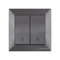 Выключатель проходной 2-клав. (скрытый, винт. зажим) дымчатый, DARIA, MUTLUSAN Выключатель проходной 2-клав. (скрытый, винт. зажим) дымчатый, DARIA, MUTLUSAN