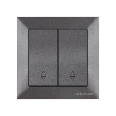 Выключатель проходной 2-клав. (скрытый, винт. зажим) дымчатый, DARIA, MUTLUSAN