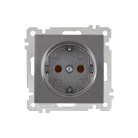 Розетка 1-ая (скрытая, с/з, шторки) дымчатая, ELITRA, MUTLUSAN