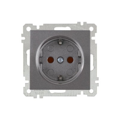 Розетка 1-ая (скрытая, с/з, шторки) дымчатая, ELITRA, MUTLUSAN