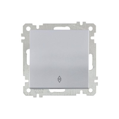 Выключатель проходной 1-клав. (скрытый, винт. зажим) серебро, ELITRA, MUTLUSAN