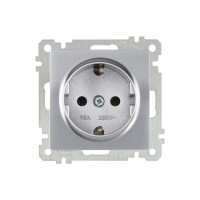 Розетка 1-ая (скрытая, с/з) серебро, ELITRA, MUTLUSAN