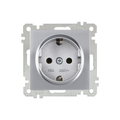 Розетка 1-ая (скрытая, с/з) серебро, ELITRA, MUTLUSAN