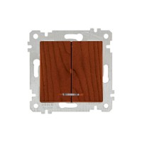 Выключатель 2-клав. (с подсветкой, скрытый, без рамки, винт. зажим) вишня, RITA, MUTLUSAN Выключатель 2-клав. (с подсветкой, скрытый, без рамки, винт. зажим) вишня, RITA, MUTLUSAN