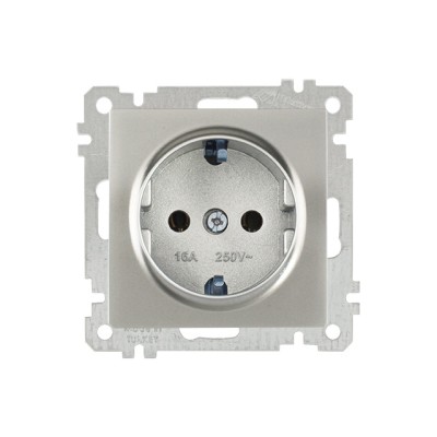 Розетка 1-ая (скрытая, без рамки, с/з) титан, DARIA, MUTLUSAN