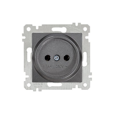 Розетка 1-ая (скрытая, без рамки, б/з) дымчатая, RITA, MUTLUSAN