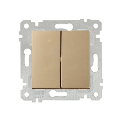 Выключатель 2-клав. (скрытый, без рамки, пруж. зажим) золото, RITA, MUTLUSAN