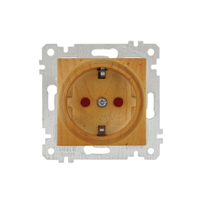 Розетка 1-ая (скрытая, без рамки, с/з, шторки) дуб, RITA, MUTLUSAN