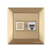 Розетка компьютерная 1xRJ45 (Cat5e, скрытая) золото, DARIA, MUTLUSAN