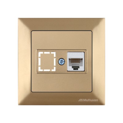Розетка компьютерная 1xRJ45 (Cat5e, скрытая) золото, DARIA, MUTLUSAN