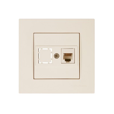Розетка телефонная 1хRJ12 (скрытая, RJ12) кремовая, RITA, MUTLUSAN