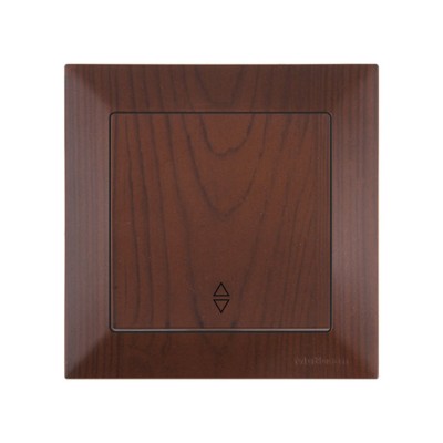 Выключатель проходной 1-клав. (скрытый, пруж. зажим) орех, DARIA, MUTLUSAN