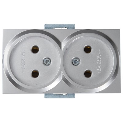 Розетка 2-ая (скрытая, б/з) серебро, RITA, MUTLUSAN