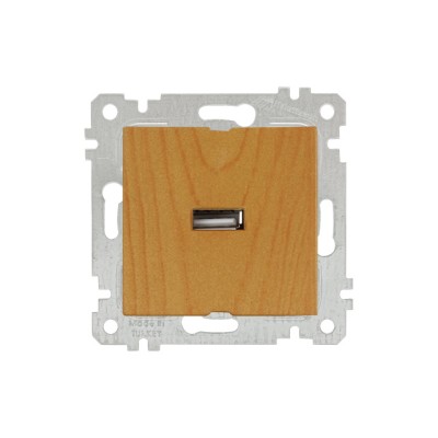 Розетка 1-ая USB (скрытая, без рамки) дуб, RITA, MUTLUSAN