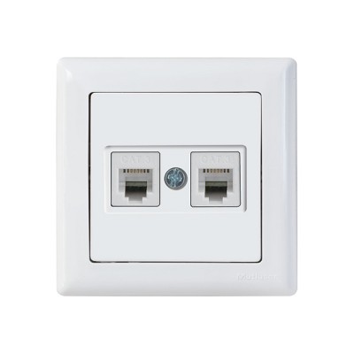 Розетка телефонная 2хRJ12 (скрытая) белая, DARIA, MUTLUSAN