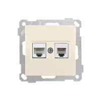 Розетка телефонная + компьютерная (RJ12+Cat5e, скрытая, без рамки) кремовая, DARIA, MUTLUSAN Розетка телефонная + компьютерная (RJ12+Cat5e, скрытая, без рамки) кремовая, DARIA, MUTLUSAN