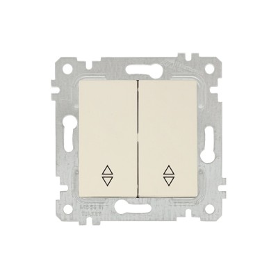 Выключатель проходной 2-клав. (скрытый, без рамки, винт. зажим) кремовый, RITA, MUTLUSAN