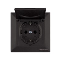 Розетка 1-ая (скрытая, с/з, с крышкой) черная, DARIA, MUTLUSAN