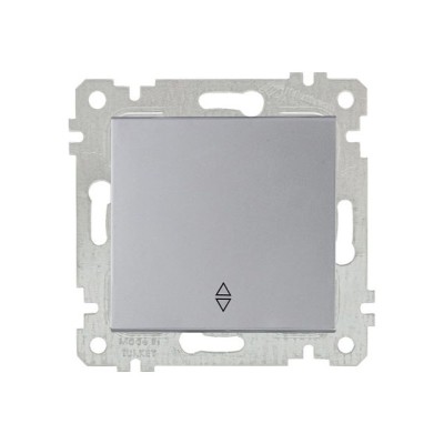 Выключатель проходной 1-клав. (скрытый, без рамки, пруж. зажим) серебро, RITA, MUTLUSAN
