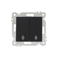 Выключатель проходной 2-клав. (скрытый, без рамки, пруж. зажим) черный, RITA, MUTLUSAN Выключатель проходной 2-клав. (скрытый, без рамки, пруж. зажим) черный, RITA, MUTLUSAN