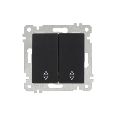 Выключатель проходной 2-клав. (скрытый, без рамки, пруж. зажим) черный, RITA, MUTLUSAN