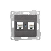 Розетка компьютерная 2xRJ45 (Cat5e, скрытая, без рамки) дымчатая, RITA, MUTLUSAN Розетка компьютерная 2xRJ45 (Cat5e, скрытая, без рамки) дымчатая, RITA, MUTLUSAN