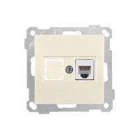 Розетка телефонная 1хRJ12 (скрытая, без рамки) кремовая, DARIA, MUTLUSAN Розетка телефонная 1хRJ12 (скрытая, без рамки) кремовая, DARIA, MUTLUSAN