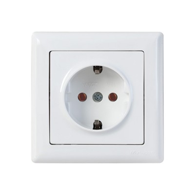 Розетка 1-ая (скрытая, с/з, с/штор) белая, DARIA, MUTLUSAN