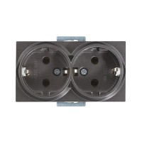 Розетка 2-ая (скрытая, с/з) дымчатая, RITA, MUTLUSAN Розетка 2-ая (скрытая, с/з) дымчатая, RITA, MUTLUSAN