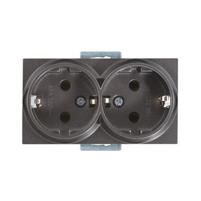 Розетка 2-ая (скрытая, с/з) дымчатая, RITA, MUTLUSAN