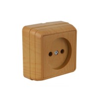 Розетка 1-ая (открытая, б/з) дуб, BRON, MUTLUSAN