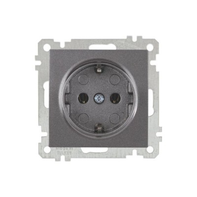 Розетка 1-ая (скрытая, с/з) дымчатая, ELITRA, MUTLUSAN