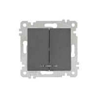 Выключатель 2-клав. (с подсветкой, скрытый, без рамки, винт. зажим) дымчатый, RITA, MUTLUSAN Выключатель 2-клав. (с подсветкой, скрытый, без рамки, винт. зажим) дымчатый, RITA, MUTLUSAN