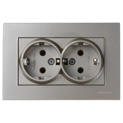 Розетка 2-ая (скрытая,с/з) титан, RITA, MUTLUSAN