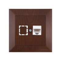Розетка компьютерная 1xRJ45 (Cat5e, скрытая) орех, DARIA, MUTLUSAN Розетка компьютерная 1xRJ45 (Cat5e, скрытая) орех, DARIA, MUTLUSAN