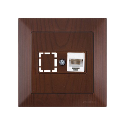 Розетка компьютерная 1xRJ45 (Cat5e, скрытая) орех, DARIA, MUTLUSAN
